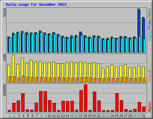 Daily usage for December 2012