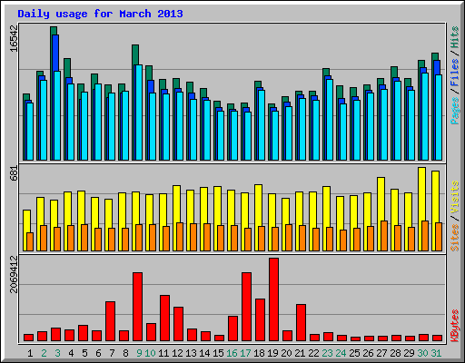 Daily usage for March 2013