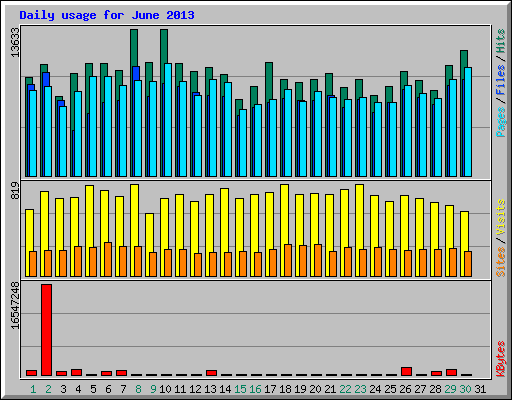 Daily usage for June 2013