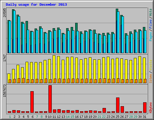 Daily usage for December 2013