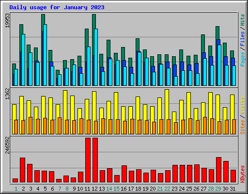 Daily usage for January 2023