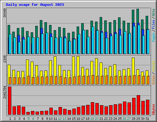 Daily usage for August 2023