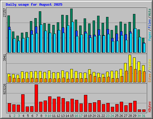 Daily usage for August 2025