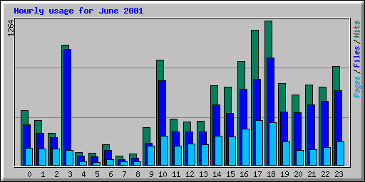 Hourly usage for June 2001